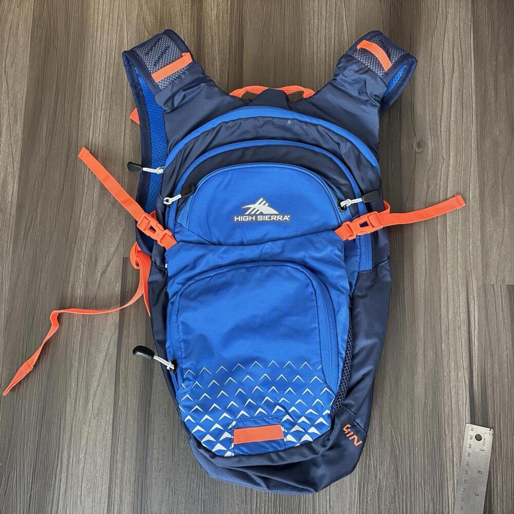 High Sierra Cragin Hydration Packs 2L Hiking Backpack Blue Orange
